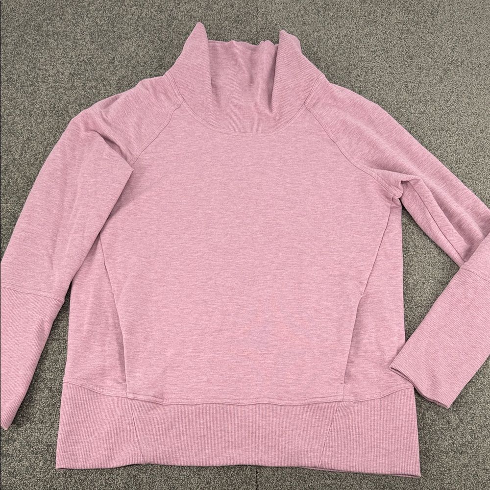 Lululemon Top Wm 8 High Lines Pullover Heathered Vintage Mauve Cowl Neck Sweater